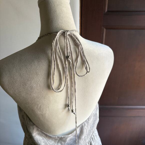 TJD The Jetset Diaries | Medusa Gray and cream halter neck Tie waist Maxi Small - Picture 6 of 7